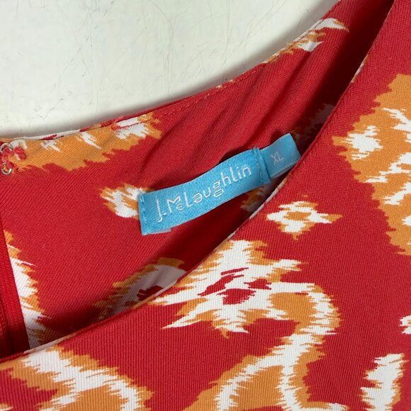 J.McLaughlin Mia Dress in Ikat Scroll Coral Orange Catalina Cloth Size XL EUC - Picture 4 of 11